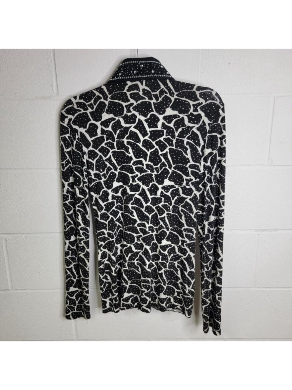 Full Zip Stretch Black Beaded Sequin Equestrian Show Jacket Large Rodeo - Picture 2 of 8